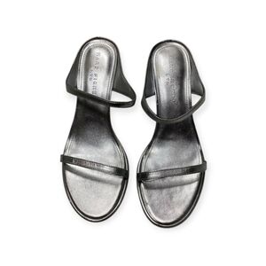 Marc Fisher Alonde  Silver Leather Heeled Slide Sandal Size 8.5